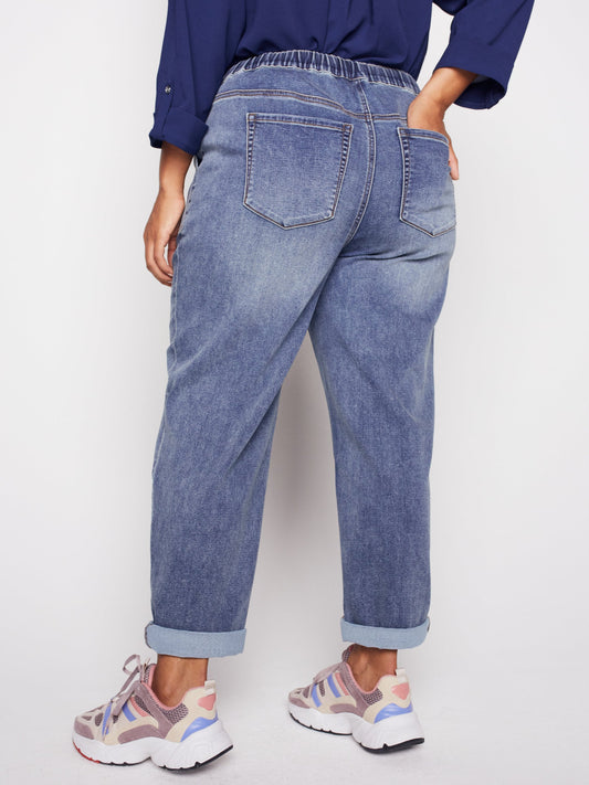 Westport Knit Denim Weekender Sweatpants with Pocket and Drawstring Waist - Plus
